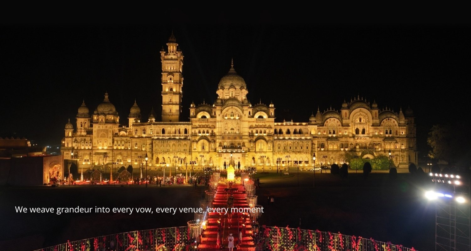 Elegant wedding setup with floral decorations and seating, white chairs and pastel flowers on tables, soft natural lighting, sunset background